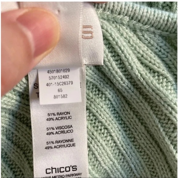 171 Chico’s Teal Cape Sweater Fringe Finley Fringe Poncho Spring - Picture 10 of 10